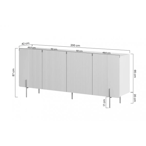 Komoda Malmi 200 cm - kaszmir / złote nóżki